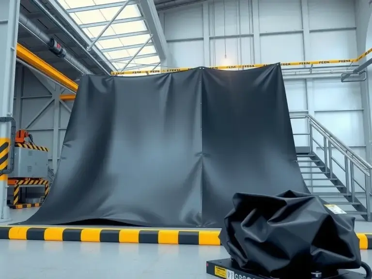 A futuristic and versatile geomembrane installation in a high-tech industrial setting, showing HDPE and LLDPE applications, photorealistic, high quality, modern, sustainability-focused, state-of-the-art technology