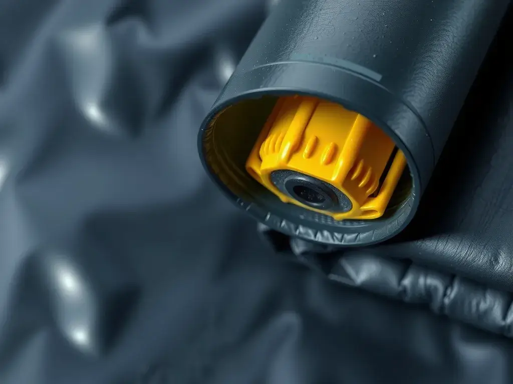 Close-up of HDPE and LLDPE geomembrane materials in an aquaculture setting, professional texture and detail, photorealistic