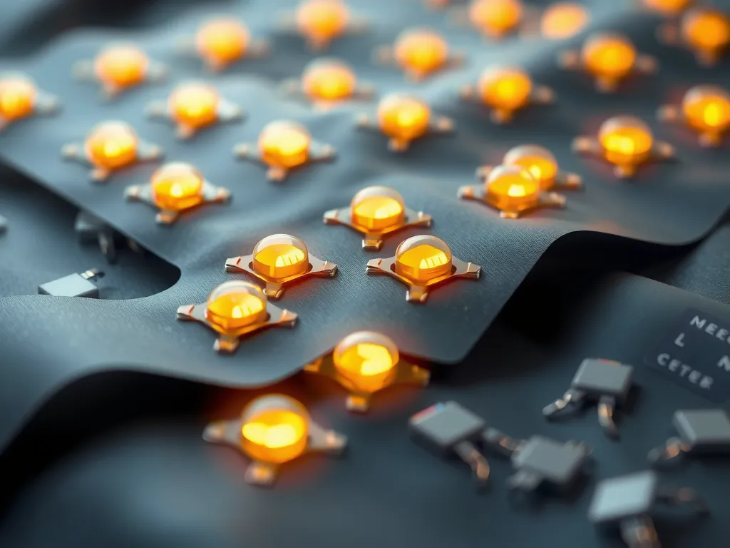 Detailed image showing intelligent geomembranes with embedded sensors, illustrating technology for detecting temperature shifts and leaks, futuristic design, professional photography style