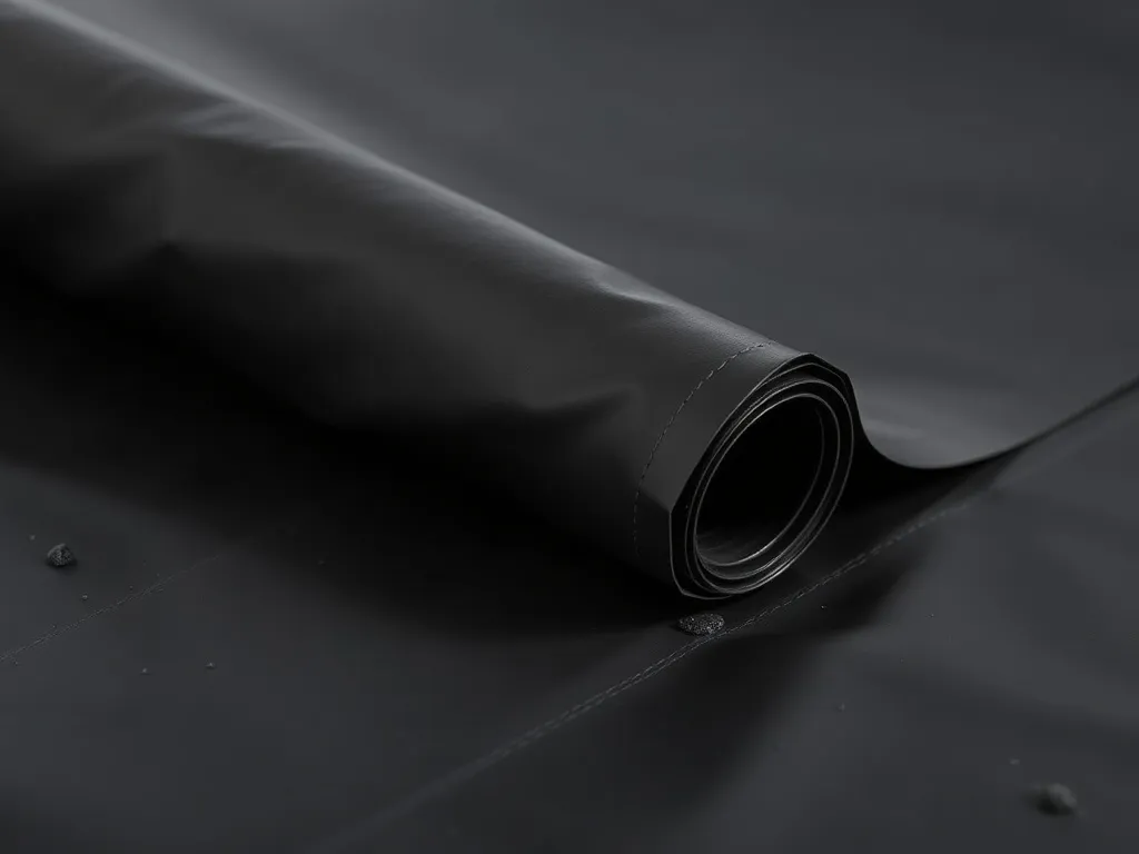 Photorealistic close-up of LLDPE geomembrane material depicting flexibility and puncture resistance, visualizing adaptability in diverse conditions.