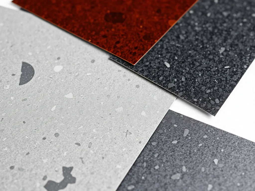 Detailed view of geomembrane coupons reflecting different resin types and textures, laid out for inspection and analysis, with a focus on texture and composition, high quality, clean background.