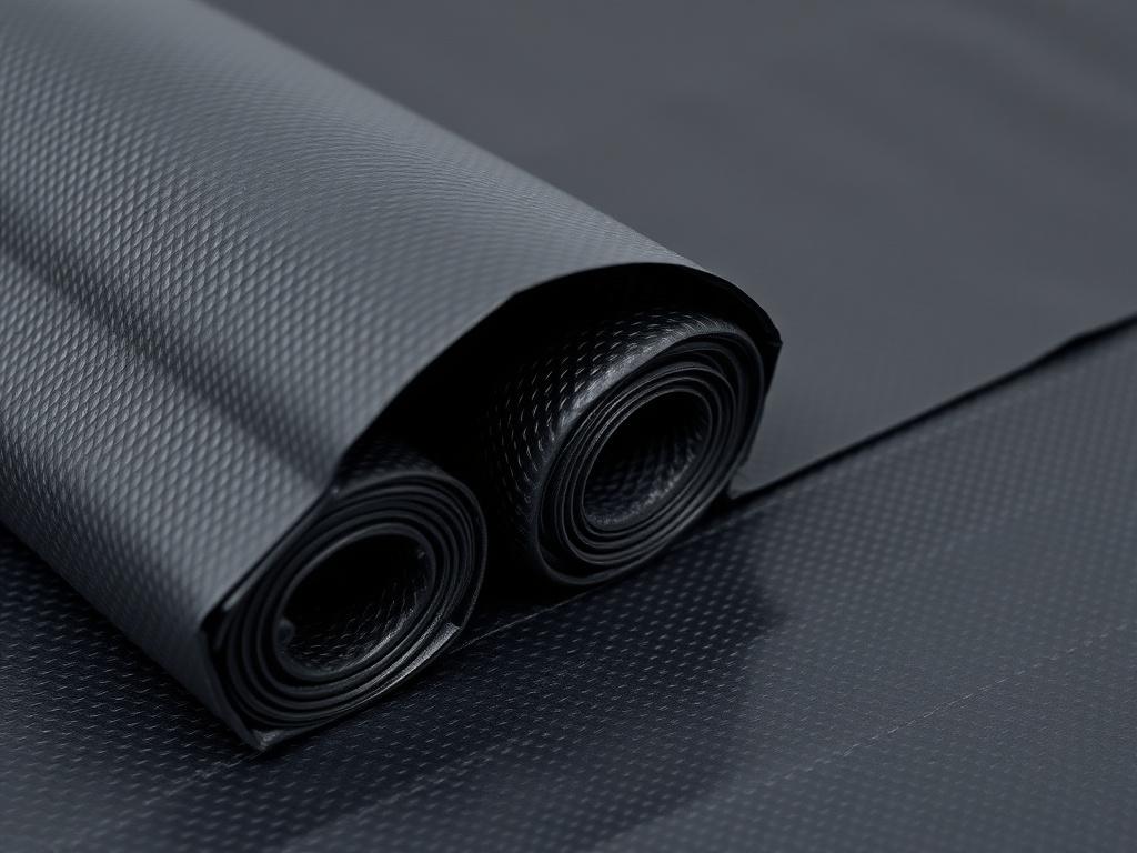 Detailed view of geomembrane materials, showcasing texture and quality, high-quality, professional focus, suitable for waste management applications