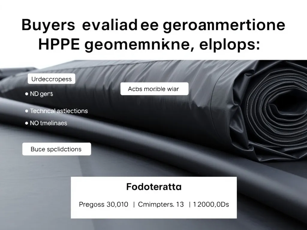Buyers evaluating HDPE geomembrane options, emphasizing budget constraints, technical specifications, and timelines, professional and detailed portrayal