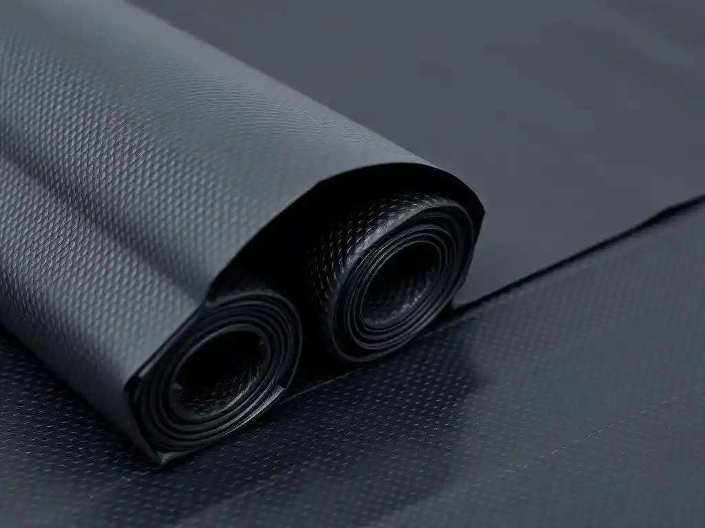 Detailed view of geomembrane materials, showcasing texture and quality, high-quality, professional focus, suitable for waste management applications

